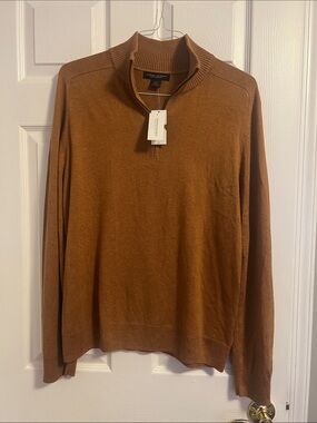 Banana Republic  Zip-Neck Sweater in Warm Brown silk/cashmere blend. Brand new